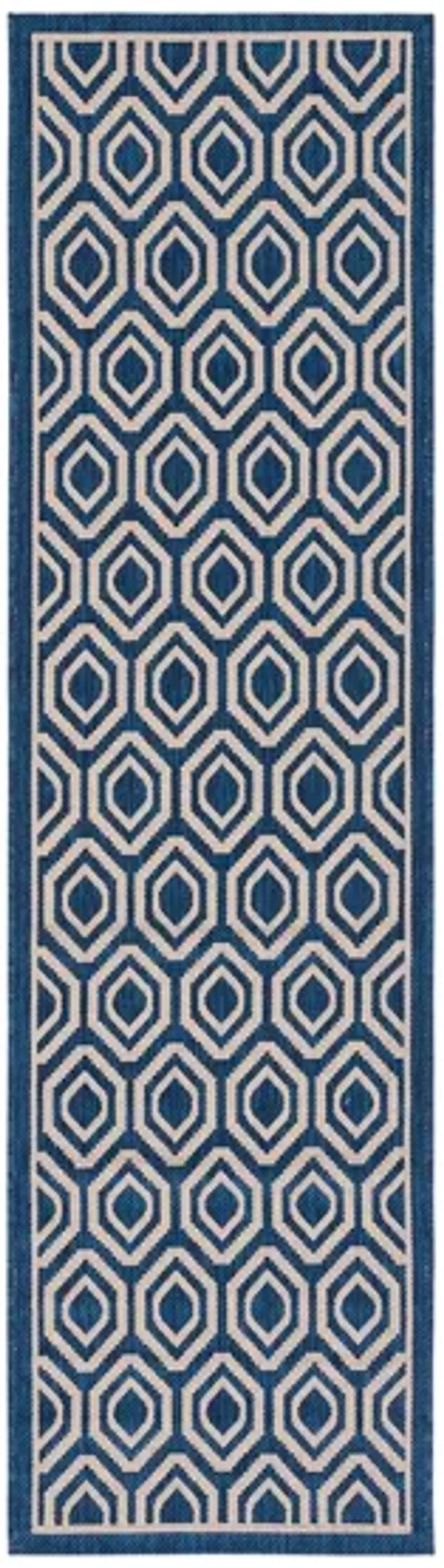 Courtyard Runner Rug in Navy & Beige by Safavieh