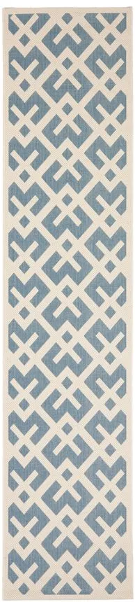 Courtyard Crossing Indoor/Outdoor Runner Rug in Blue & Bone by Safavieh