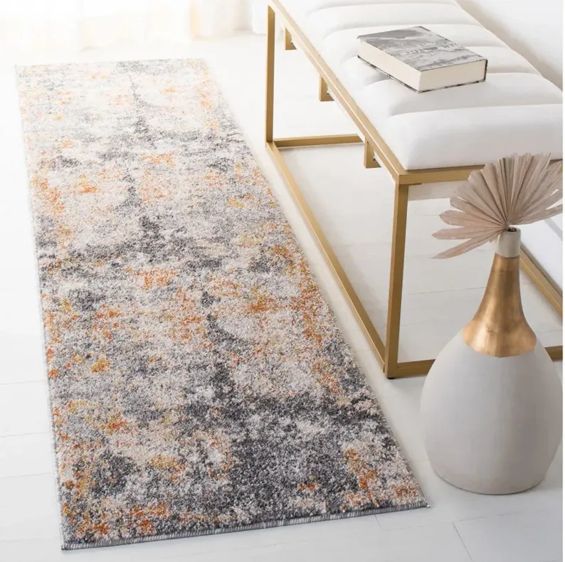 Iommi Runner Rug in Gray & Orange by Safavieh