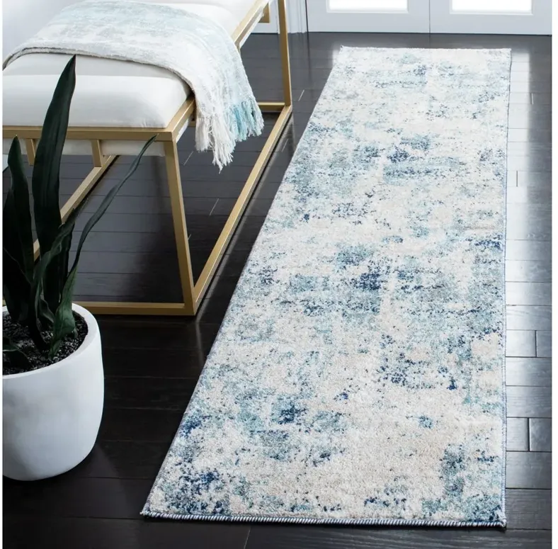 Iommi Runner Rug in Ivory & Blue by Safavieh