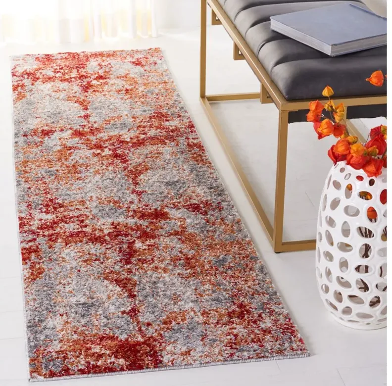 Iommi Runner Rug in Red & Gray by Safavieh