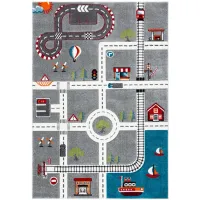 Carousel Cars Kids Area Rug in Gray & Ivory by Safavieh