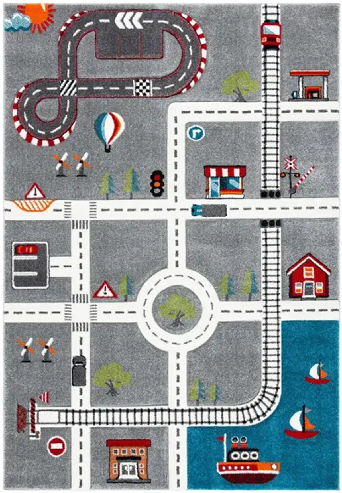 Carousel Cars Kids Area Rug