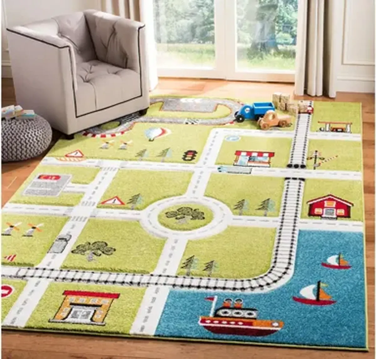 Carousel Cars Kids Area Rug