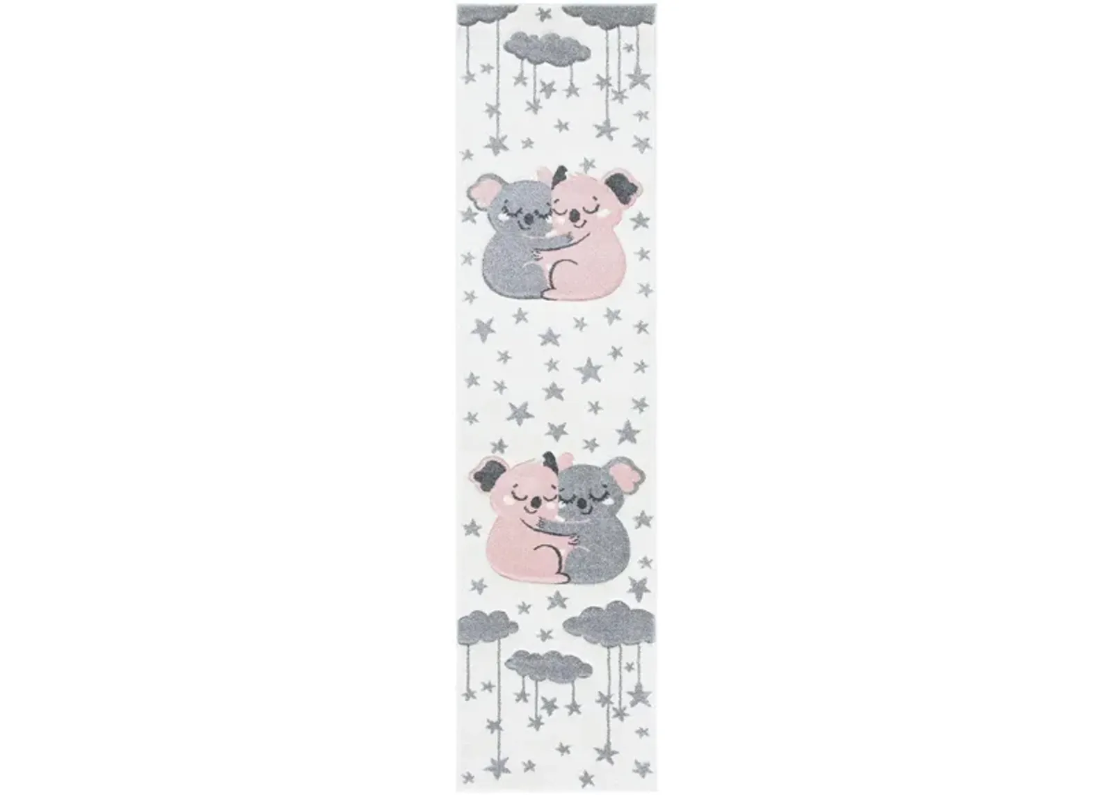 Carousel Koala Kids Runner Rug in Ivory & Pink by Safavieh