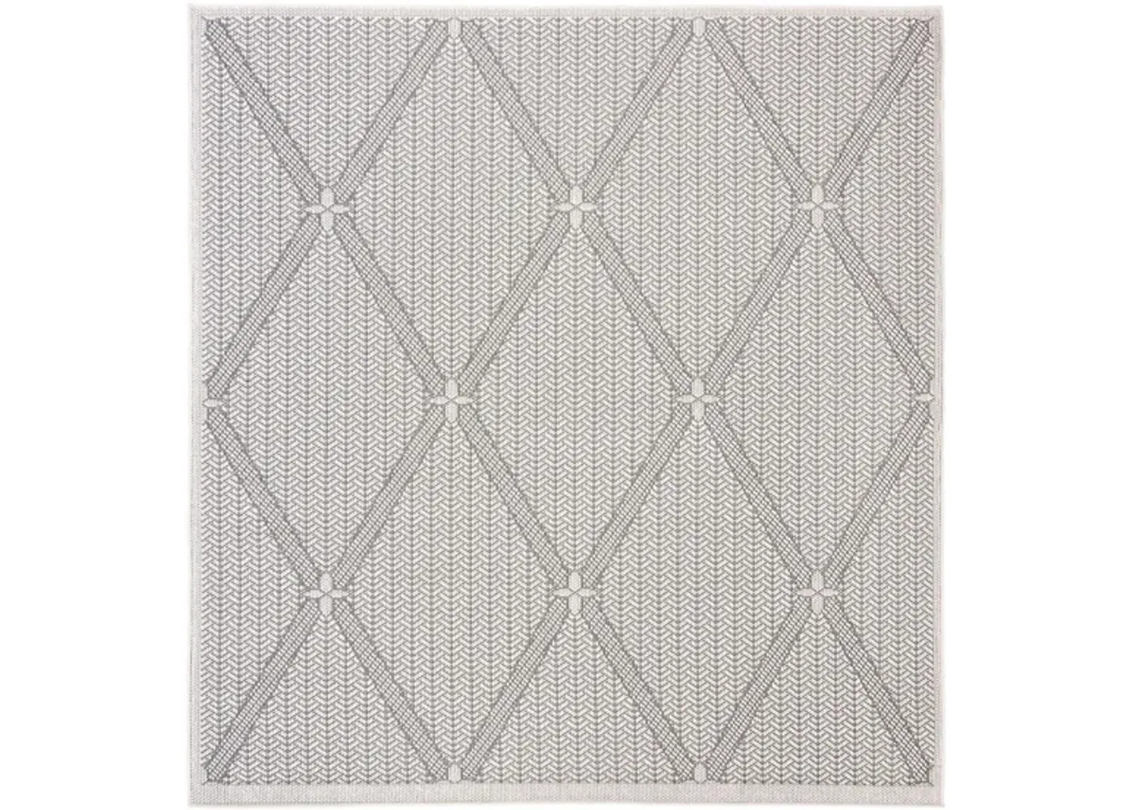 Bermuda Wide Diamond Indoor/Outdoor Square Area Rug in Cream & Gray by Safavieh