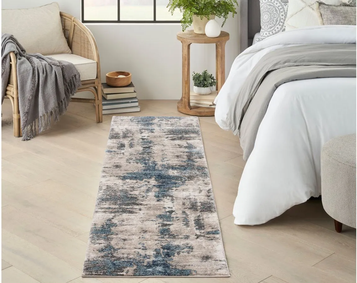 Manor Area Rug in Ivory Blue by Nourison