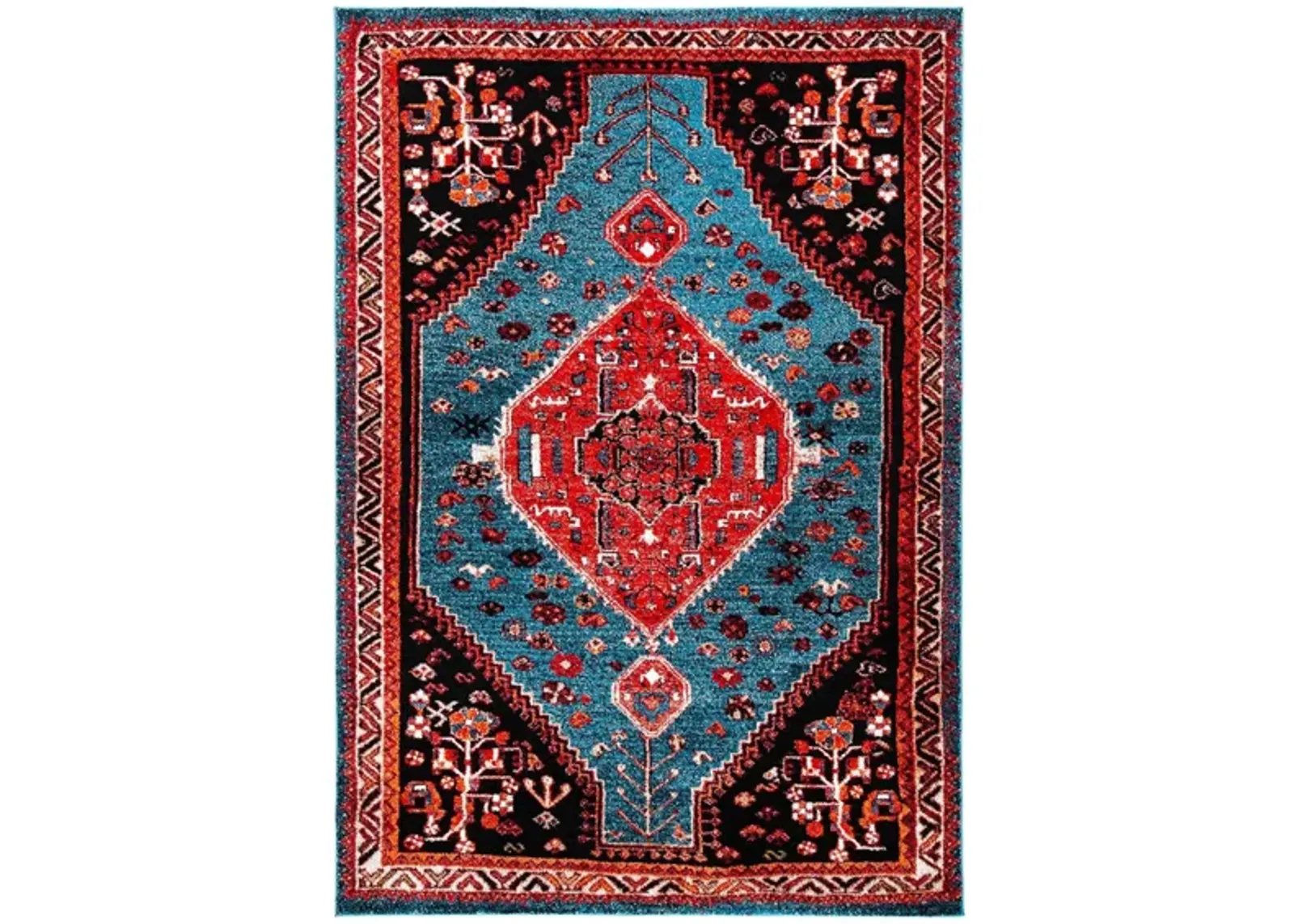 Vintage Hamadan Turquoise Area Rug in Turquoise & Red by Safavieh