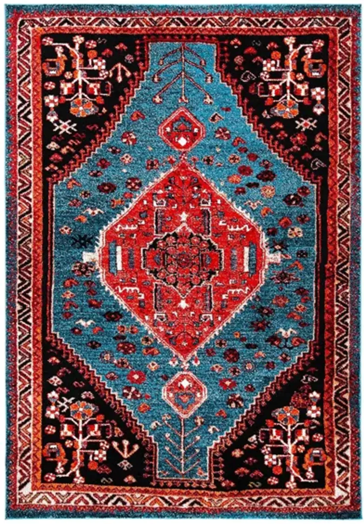 Vintage Hamadan Turquoise Area Rug in Turquoise & Red by Safavieh