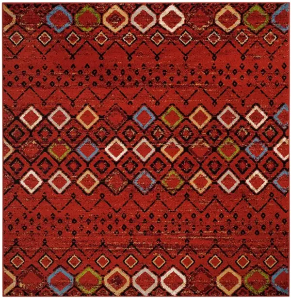Halen Red Area Rug Square