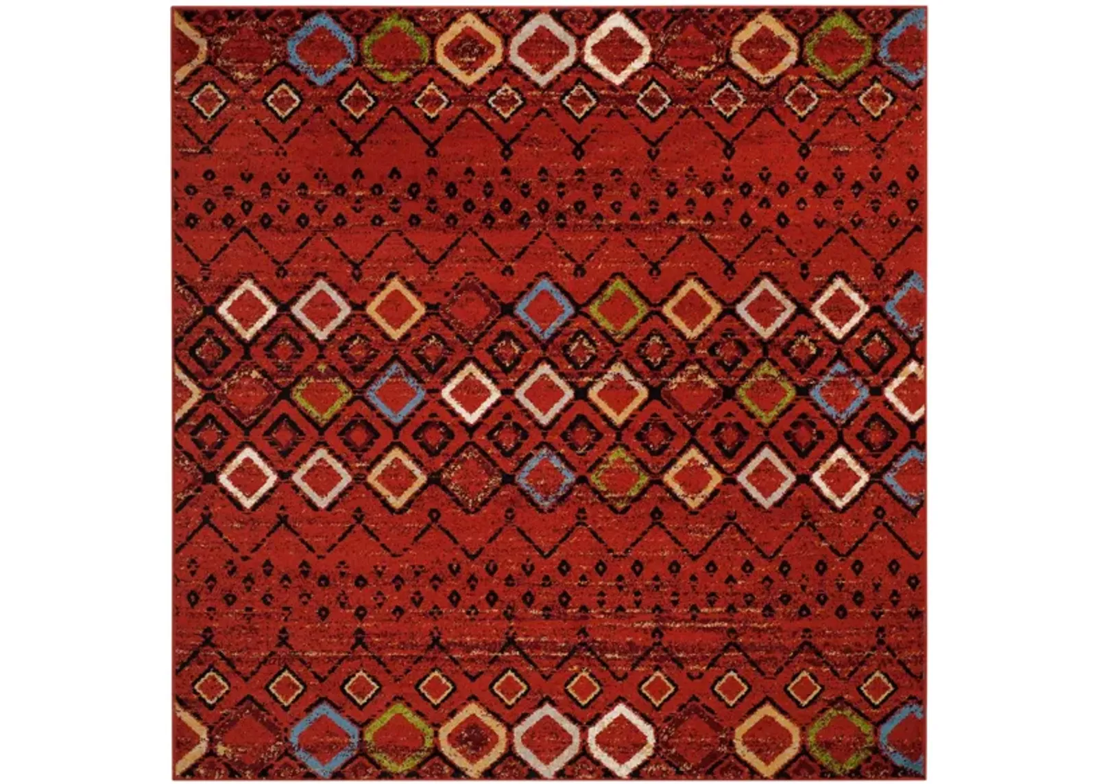 Halen Red Area Rug Square in Terracotta by Safavieh