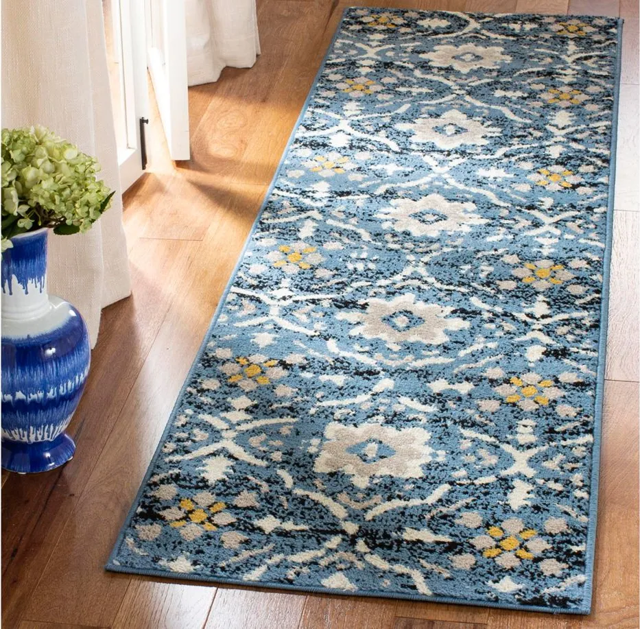 Jutland Runner Rug in Blue / Cream by Safavieh