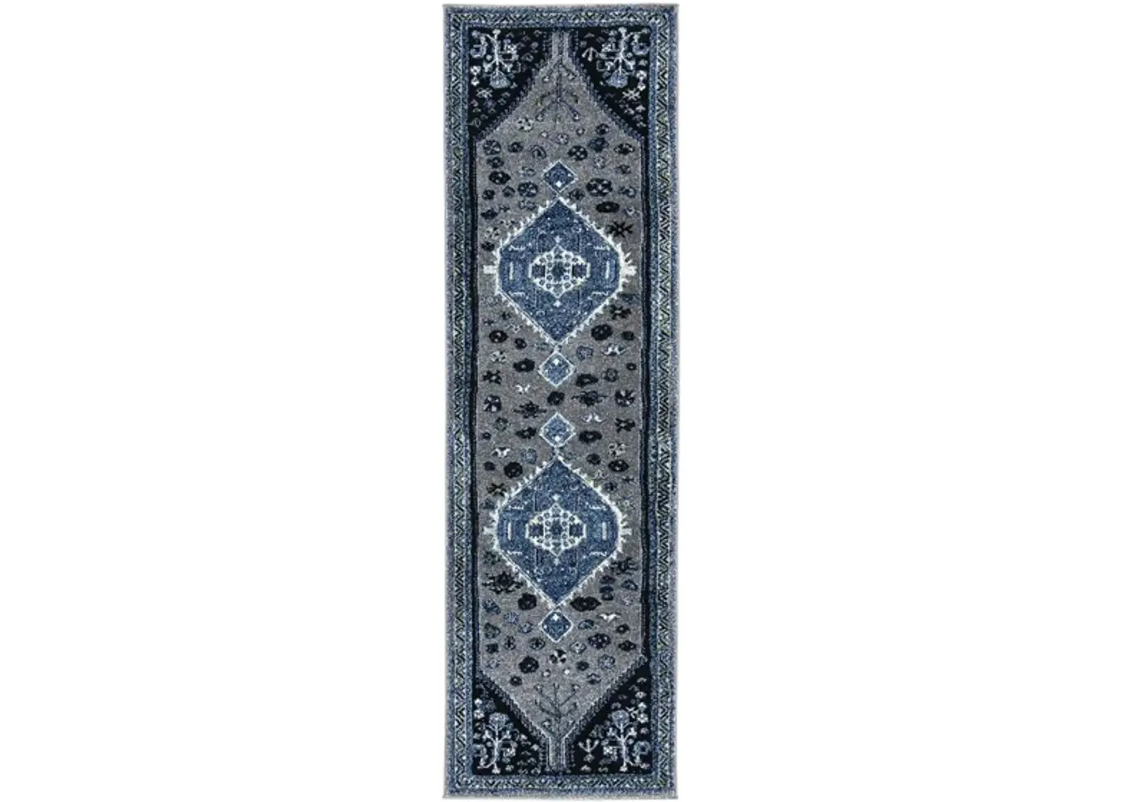 Vintage Hamadan Blue Runner Rug in Blue & Black by Safavieh