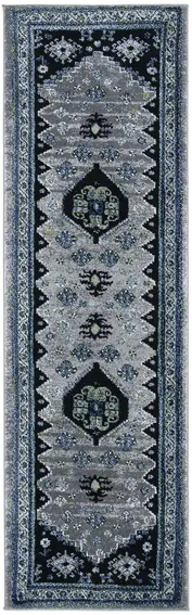 Medes Blue Runner Rug in Blue & Black by Safavieh