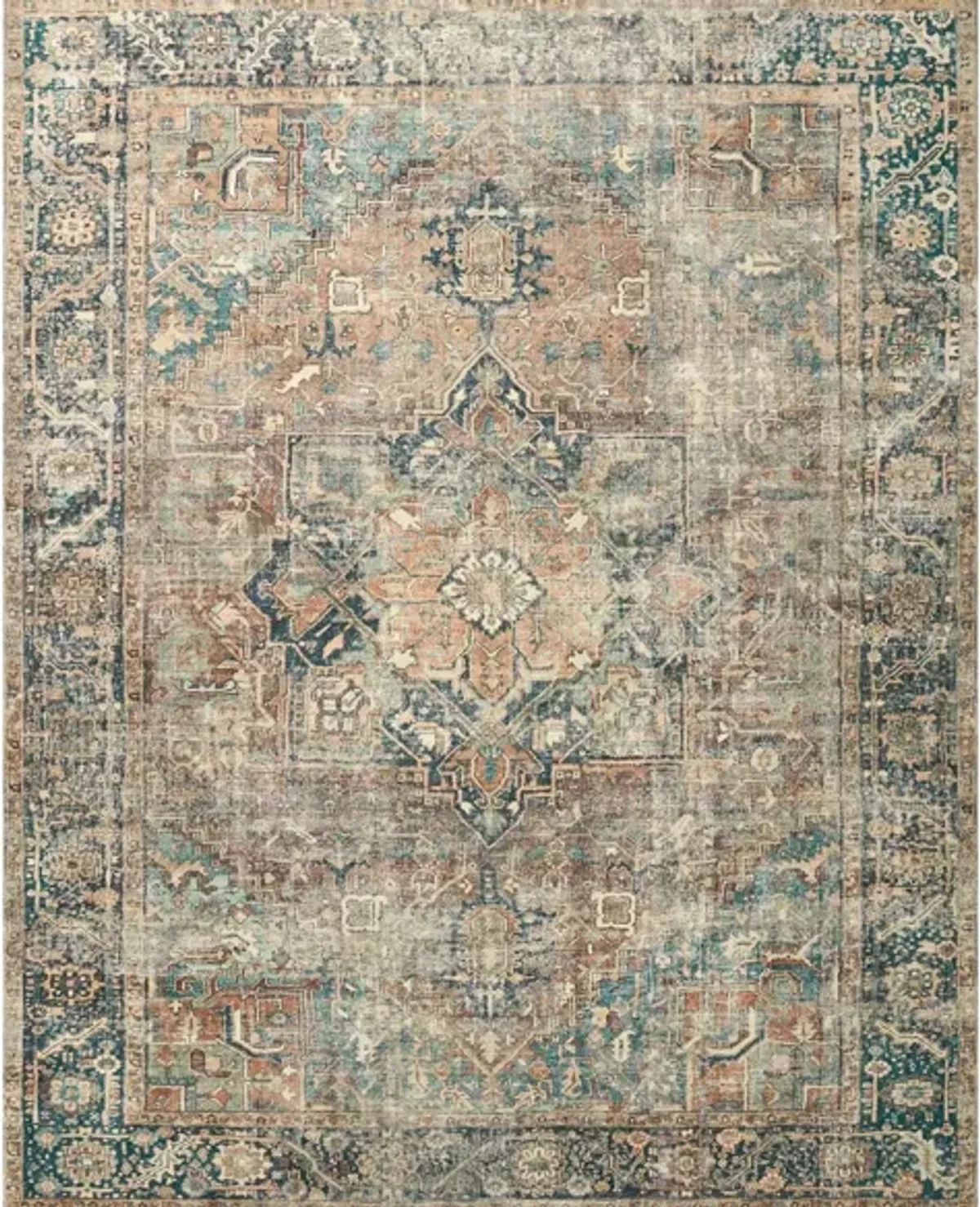 Margot Runner Rug in Terracotta/Lagoon by Loloi Rugs