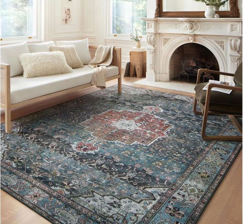 Margot Area Rug in Ocean/Brick by Loloi Rugs