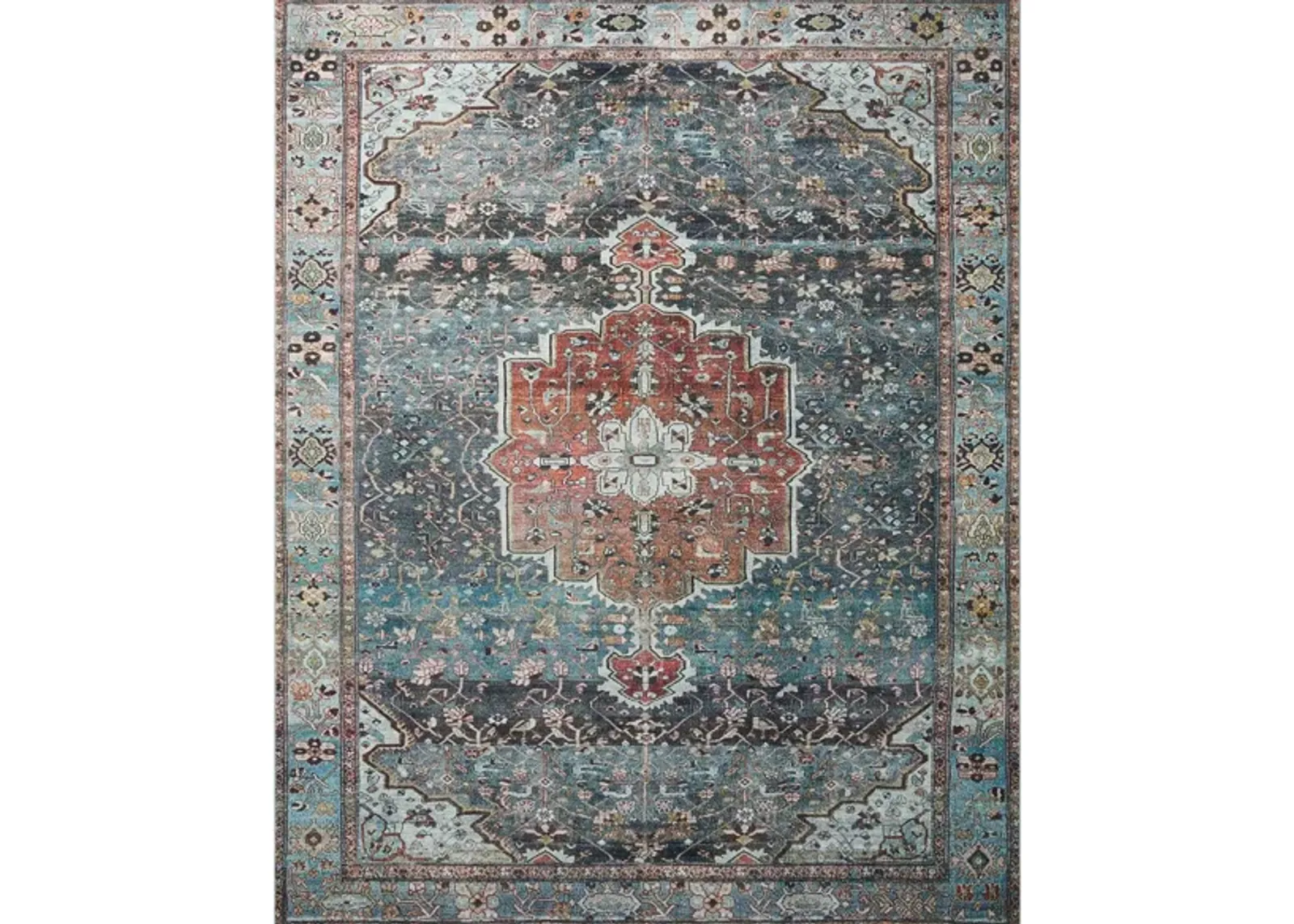 Margot Area Rug in Ocean/Brick by Loloi Rugs