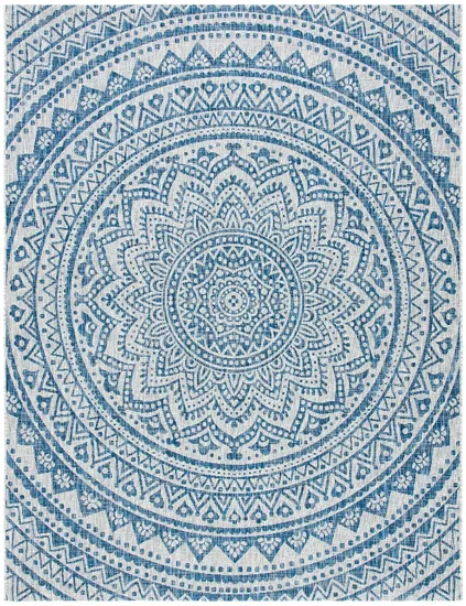 Courtyard Mandala Indoor/Outdoor Area Rug in Light Gray & Blue by Safavieh