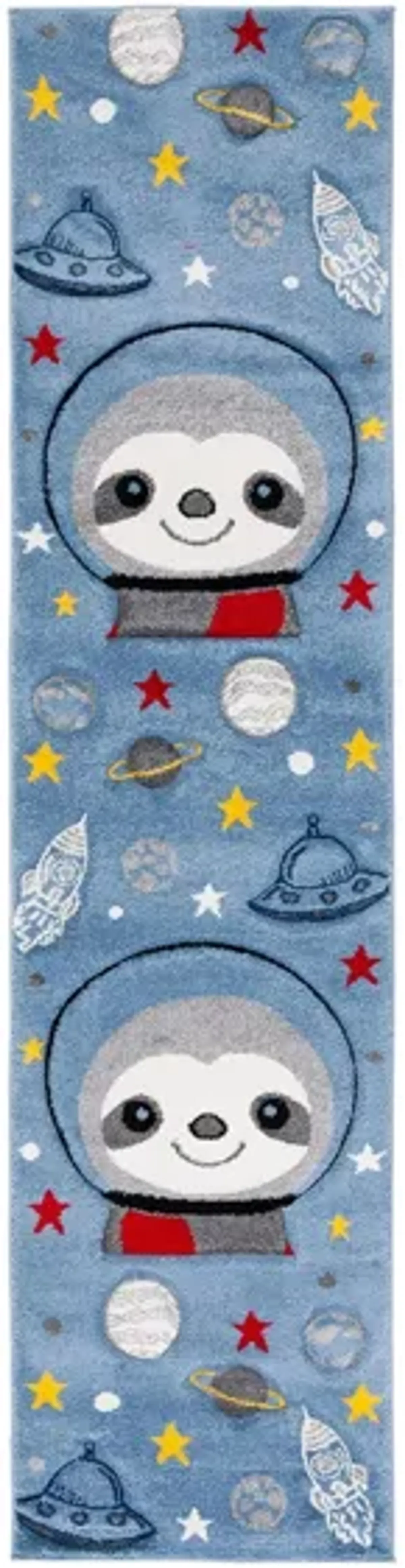 Carousel Sloth Kids Runner Rug in Blue & Gray by Safavieh