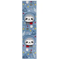 Carousel Sloth Kids Runner Rug in Blue & Gray by Safavieh