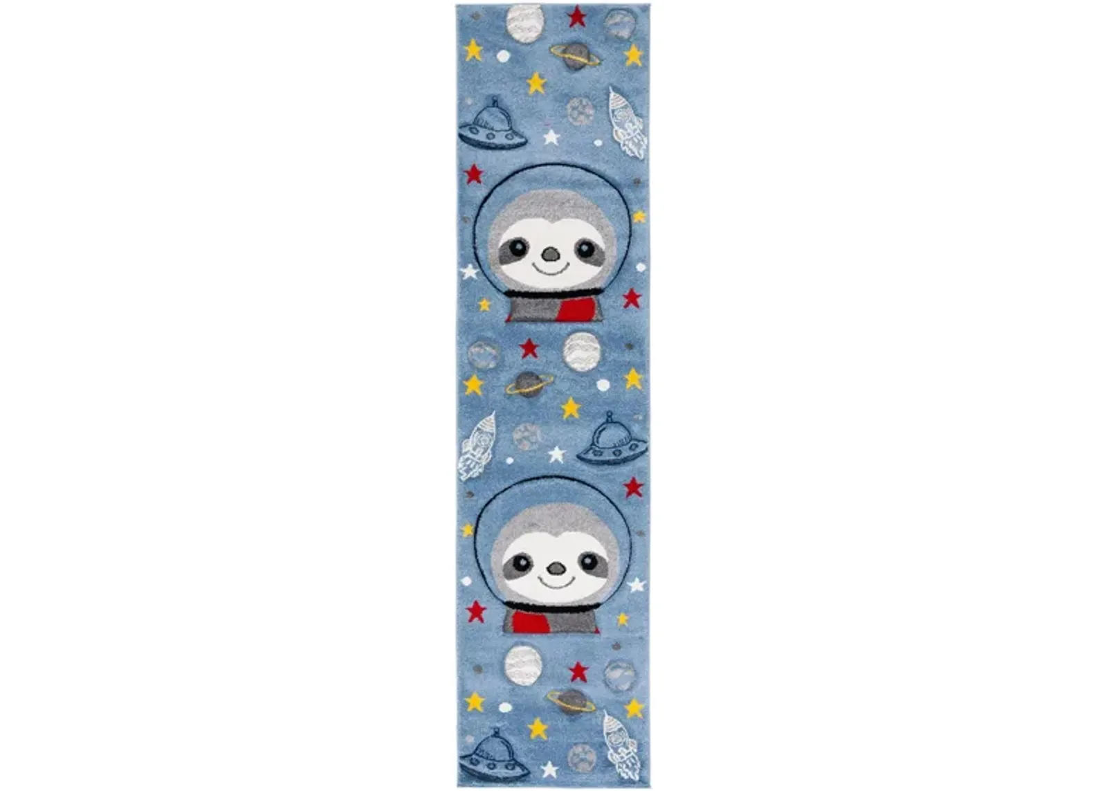 Carousel Sloth Kids Runner Rug in Blue & Gray by Safavieh