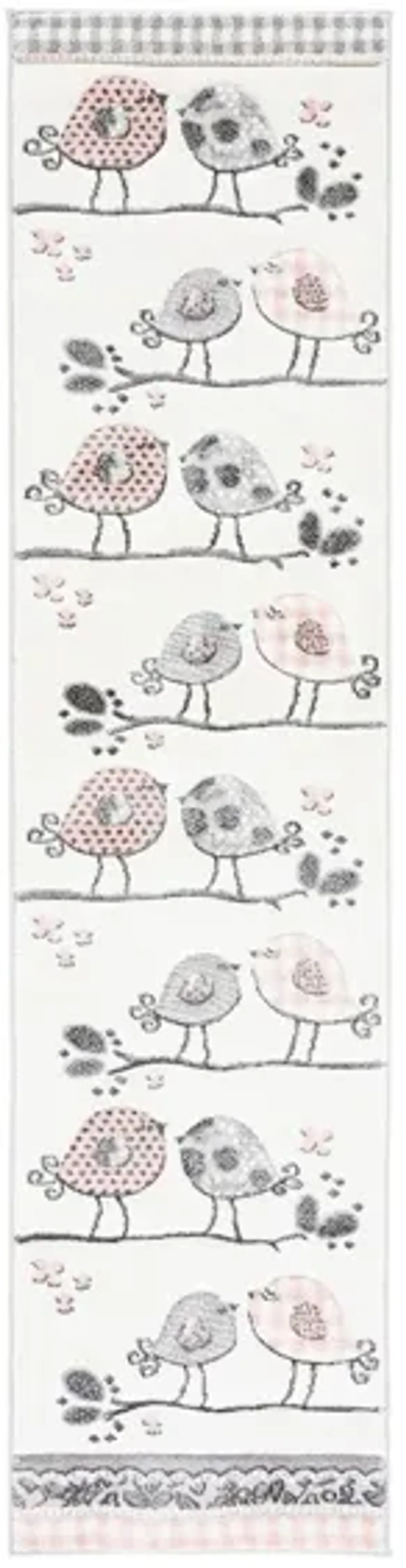 Carousel Birds Kids Runner Rug in Pink & Ivory by Safavieh