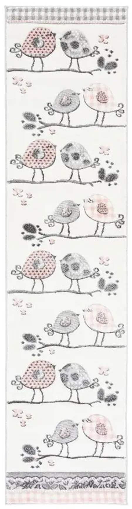 Carousel Birds Kids Runner Rug in Pink & Ivory by Safavieh
