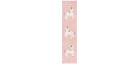 Carousel Unicorn Kids Runner Rug in Pink & Ivory by Safavieh