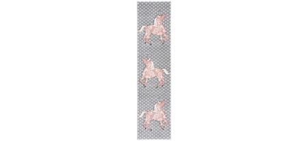 Carousel Unicorn Kids Runner Rug in Gray&Ivory & Pink by Safavieh