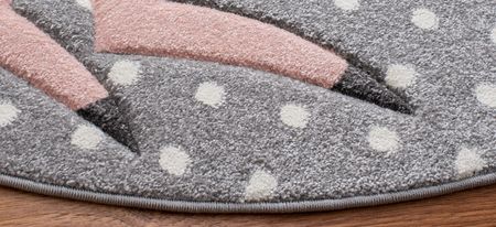 Carousel Unicorn Kids Area Rug Round in Gray&Ivory & Pink by Safavieh