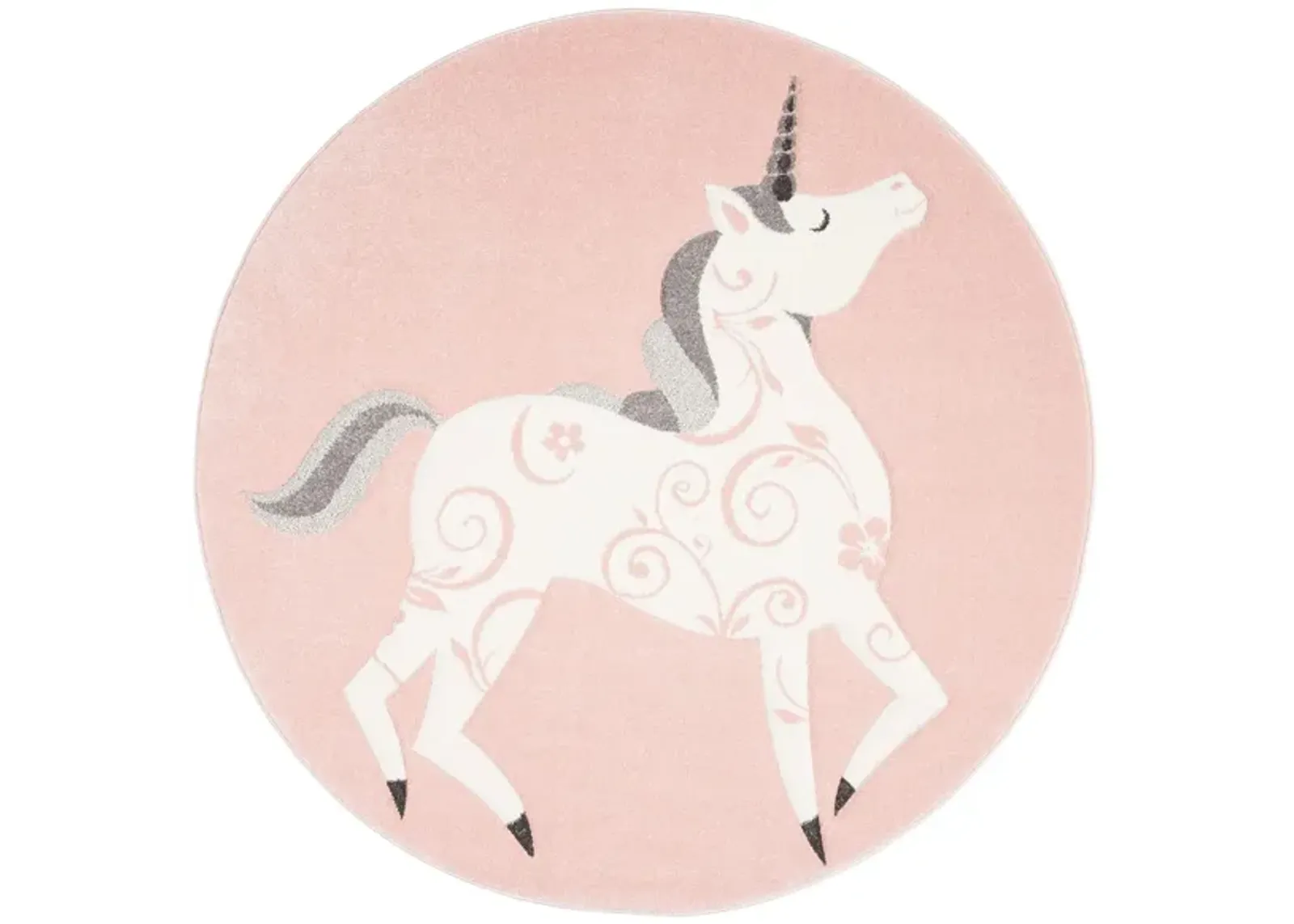 Carousel Unicorn Kids Area Rug in Pink & Ivory by Safavieh