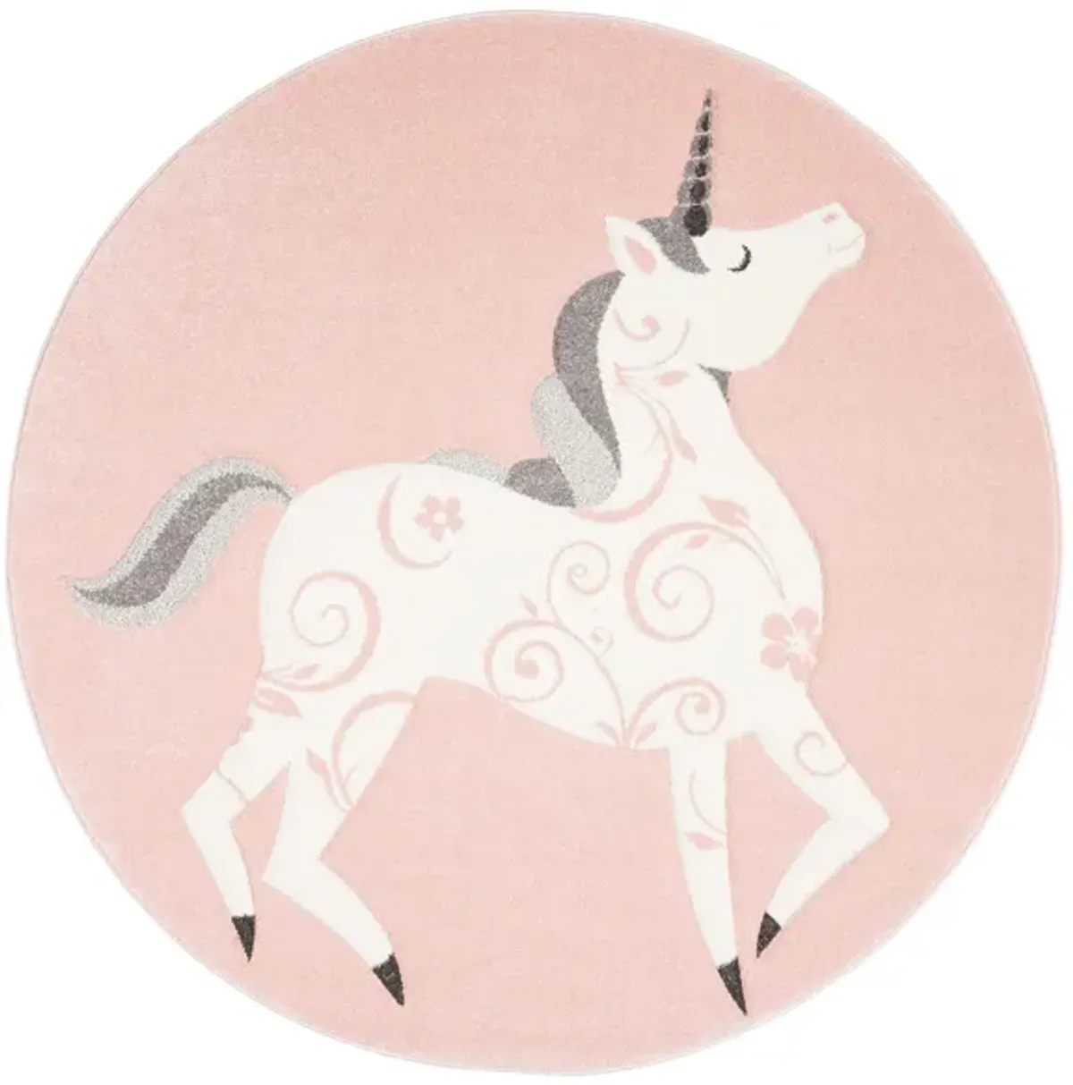 Carousel Unicorn Kids Area Rug in Pink & Ivory by Safavieh