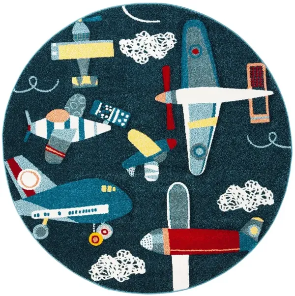Carousel Planes Kids Area Rug Round