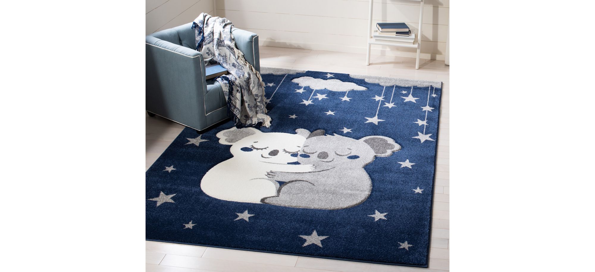 Carousel Koala Kids Area Rug in Navy & Gray by Safavieh