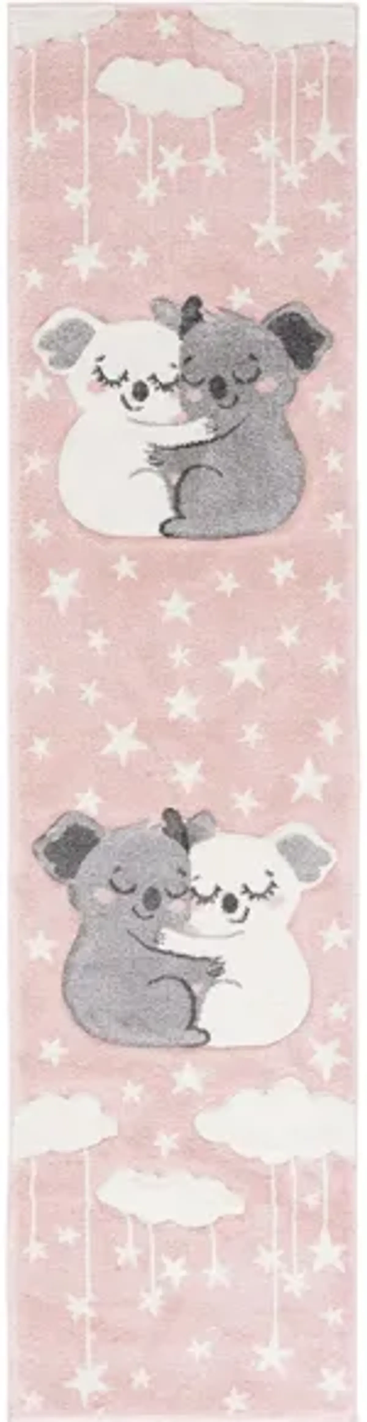 Carousel Koala Kids Runner Rug in Pink & White by Safavieh