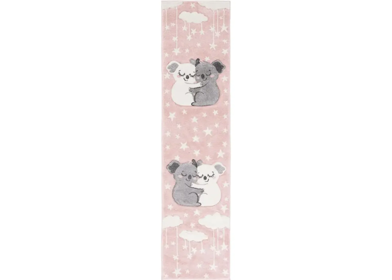 Carousel Koala Kids Runner Rug in Pink & White by Safavieh