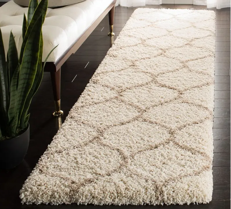 Hudson Shag Runner Rug in Ivory/Beige by Safavieh