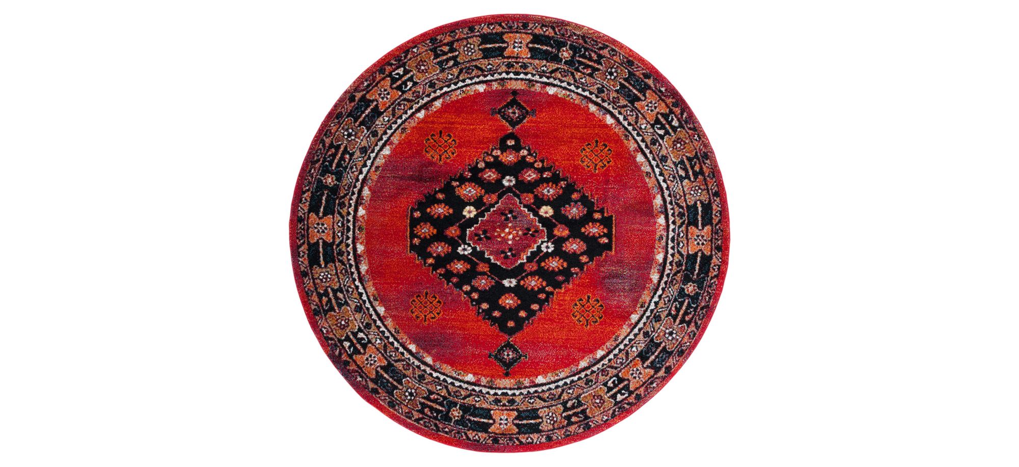 Jahan Area Rug Round in Red & Black by Safavieh