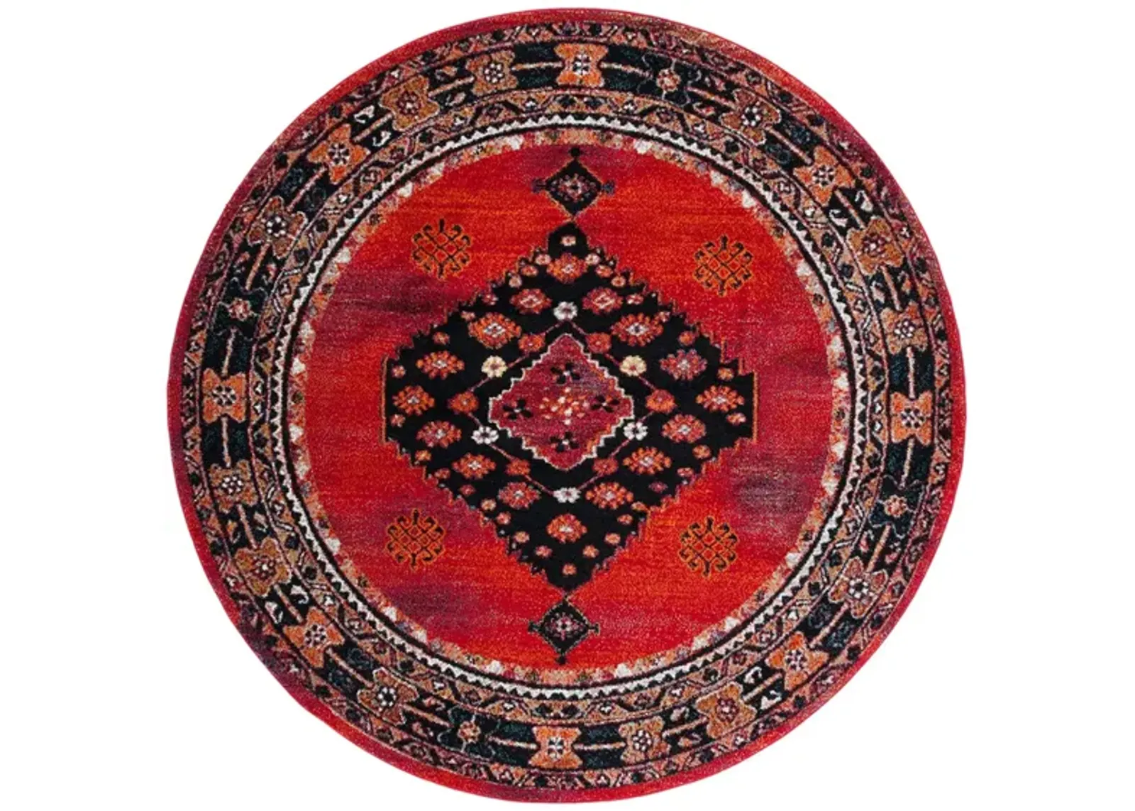 Jahan Area Rug Round in Red & Black by Safavieh