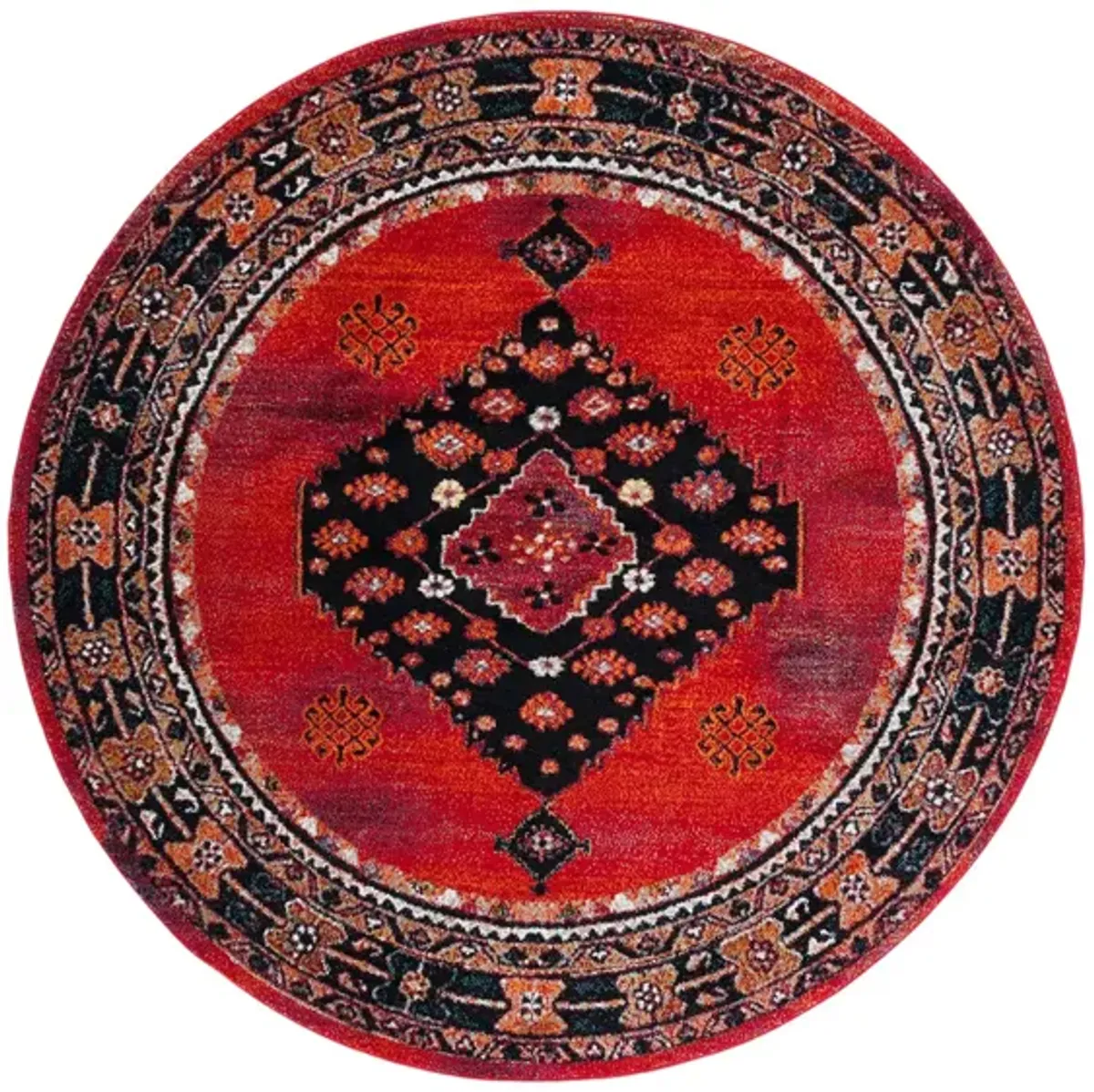 Jahan Area Rug Round in Red & Black by Safavieh