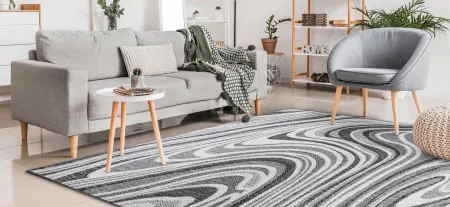 Liora Manne Malibu Waves Indoor/Outdoor Area Rug in Charcoal by Trans-Ocean Import Co Inc