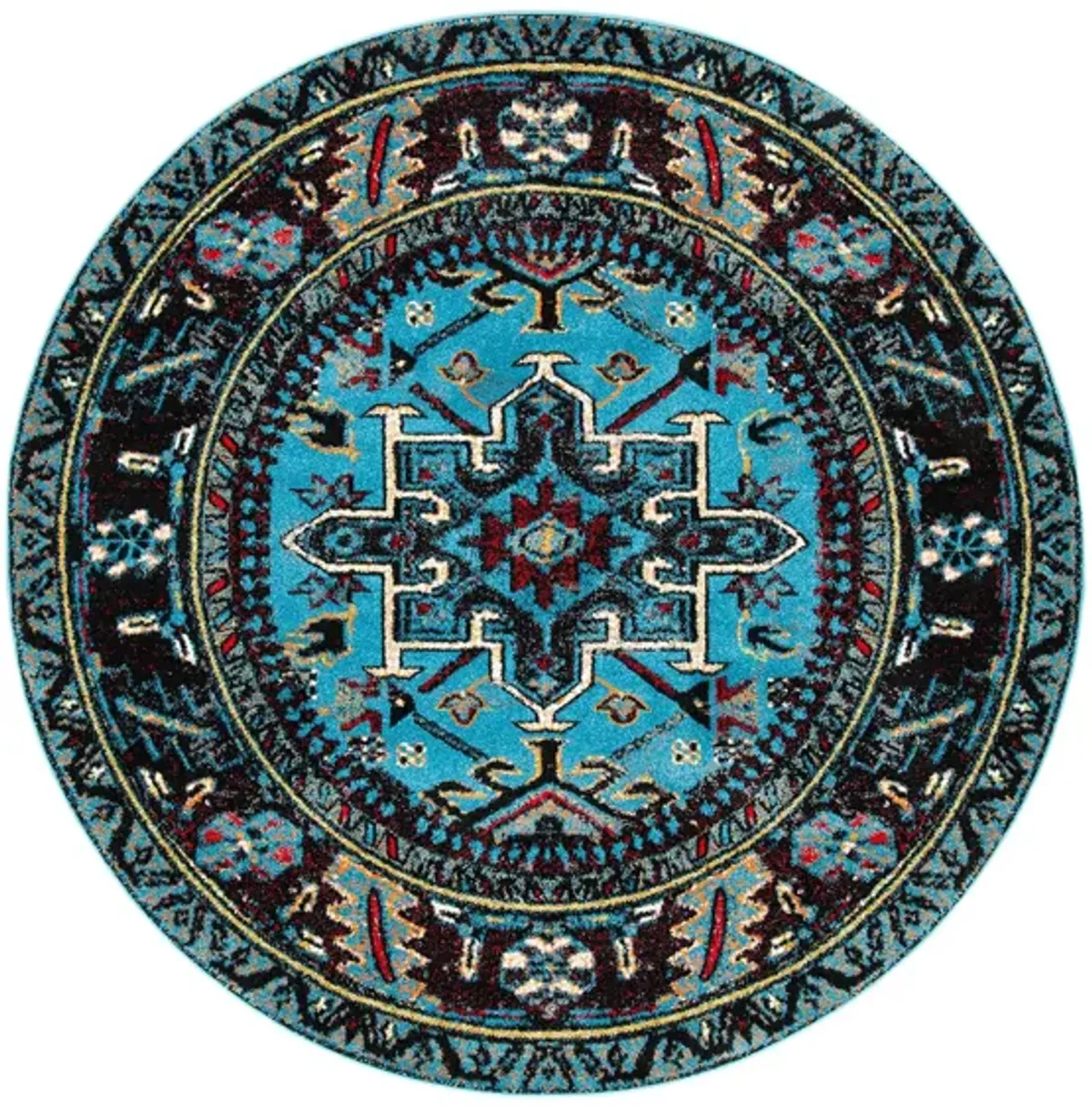 Darius Light Blue Area Rug Round in Light Blue & Black by Safavieh