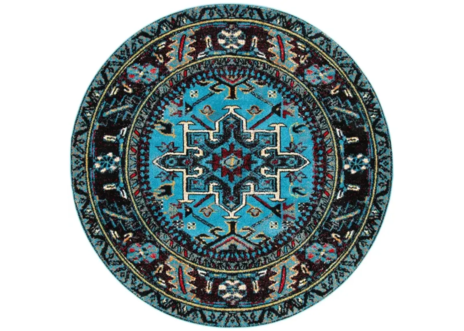 Darius Light Blue Area Rug Round in Light Blue & Black by Safavieh