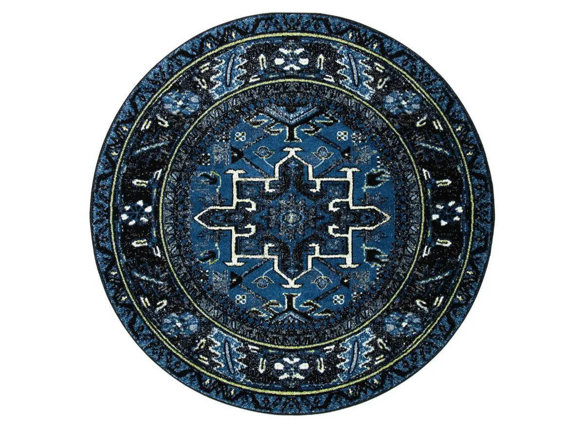 Darius Blue Area Rug Round in Blue & Grey by Safavieh