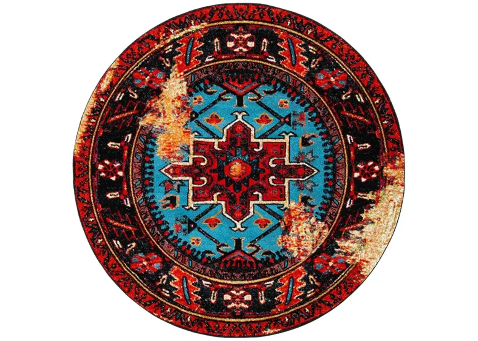 Darius Red Area Rug Square in Red & Light Blue by Safavieh