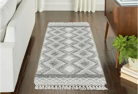 Nicole Curtis Harajuku Runner Rug in Gray/Ivory by Nourison