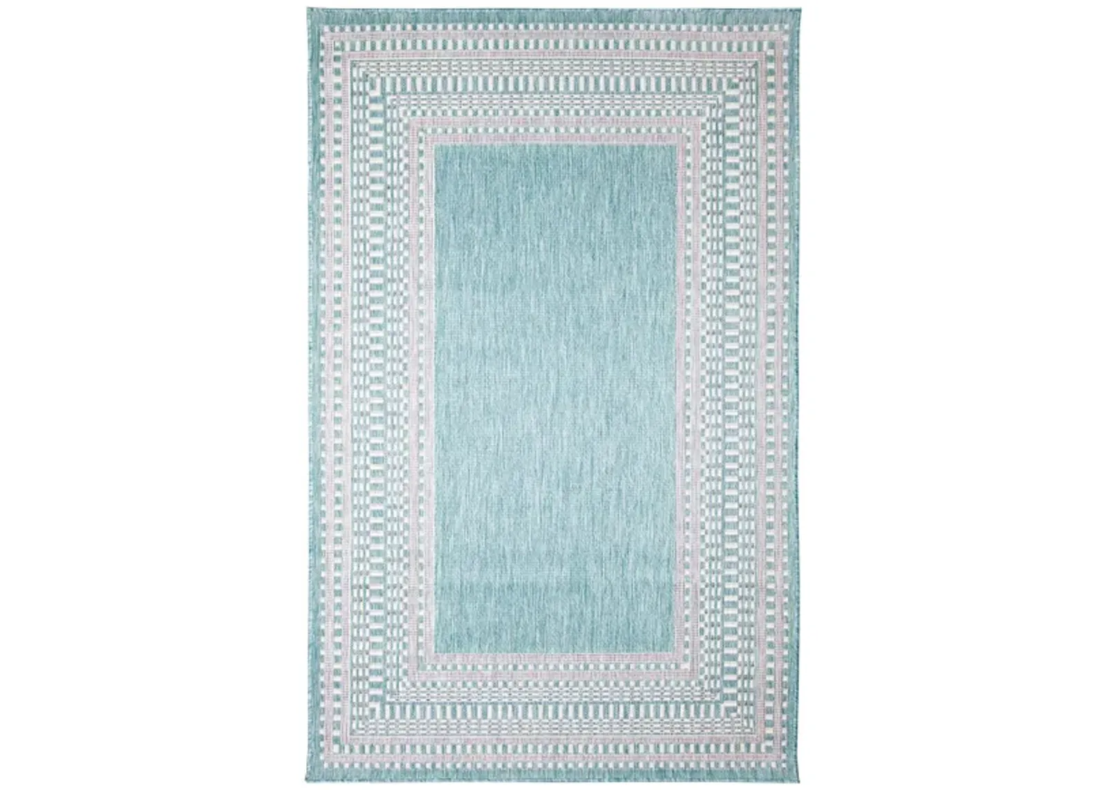 Liora Manne Malibu Etched Border Indoor/Outdoor Area Rug in Aqua by Trans-Ocean Import Co Inc