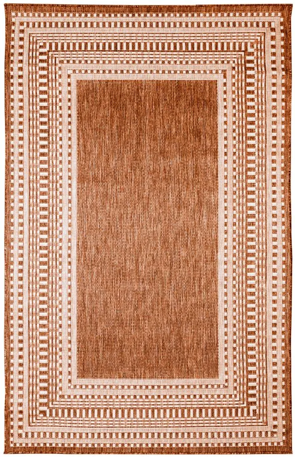 Liora Manne Malibu Etched Border Indoor/Outdoor Area Rug in Clay by Trans-Ocean Import Co Inc