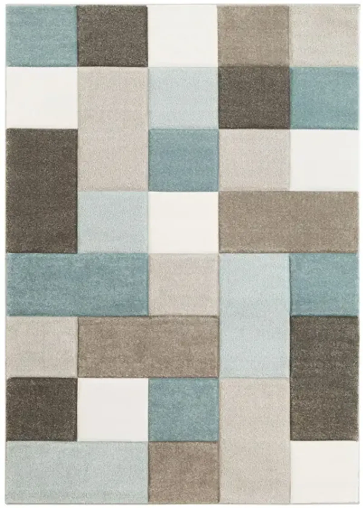 Santa Monica Area Rug in Aqua, Dark Brown, Taupe, Ivory by Surya