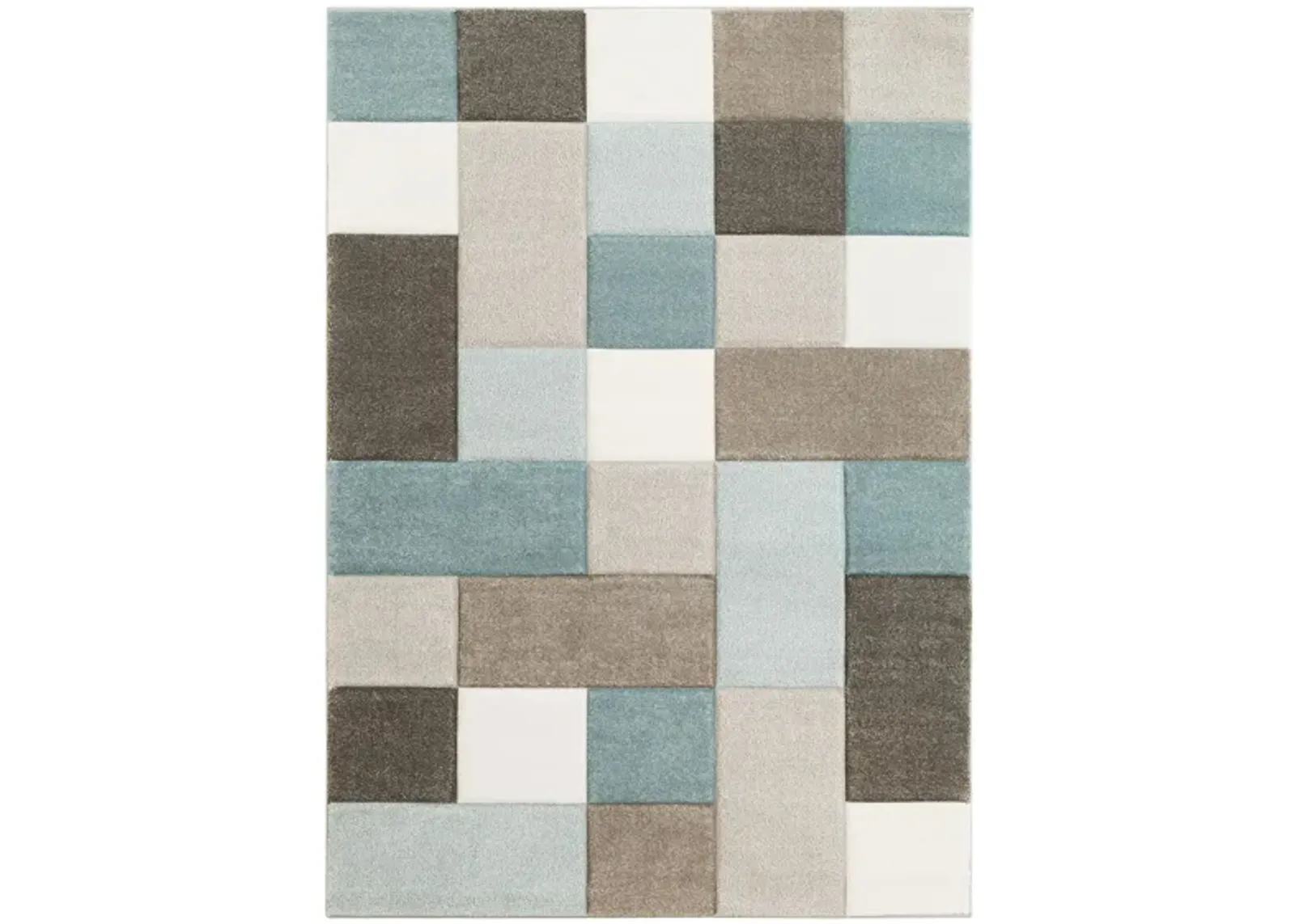 Santa Monica Area Rug in Aqua, Dark Brown, Taupe, Ivory by Surya